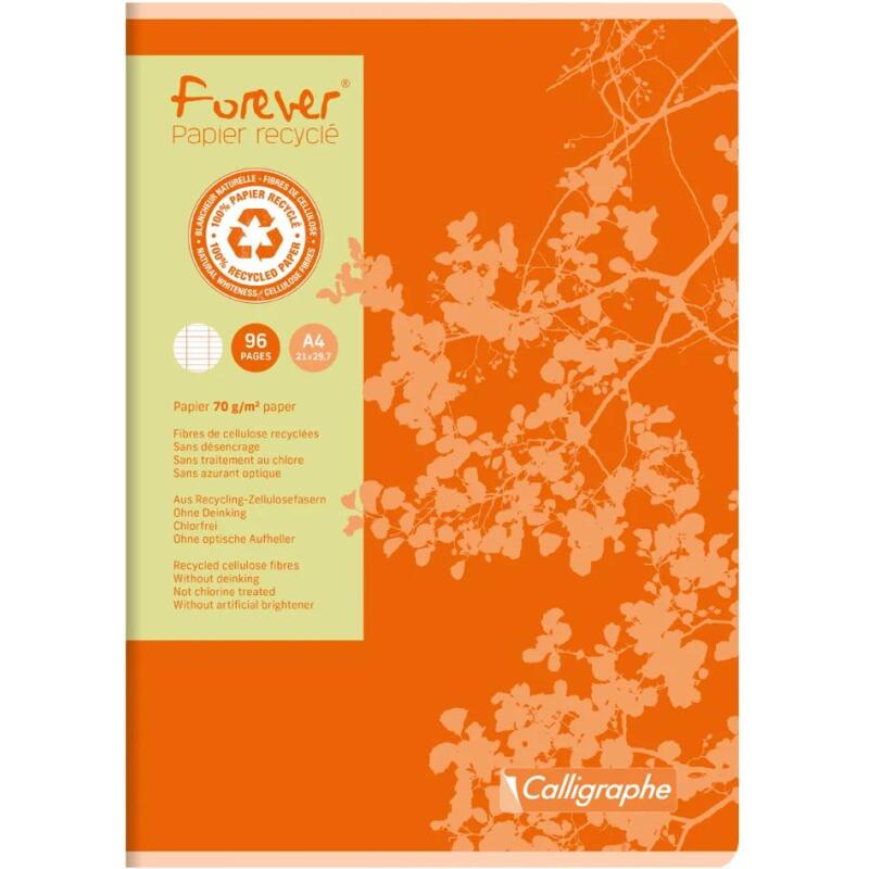 Cahier piqué FOREVER A4 96 pages grands carreaux 70 g - Assortis