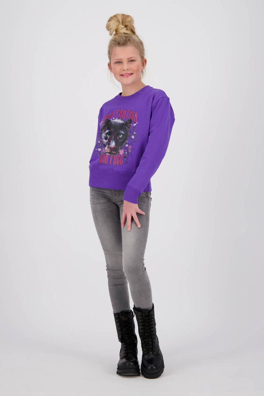 Vingino sweater Naria met printopdruk paars