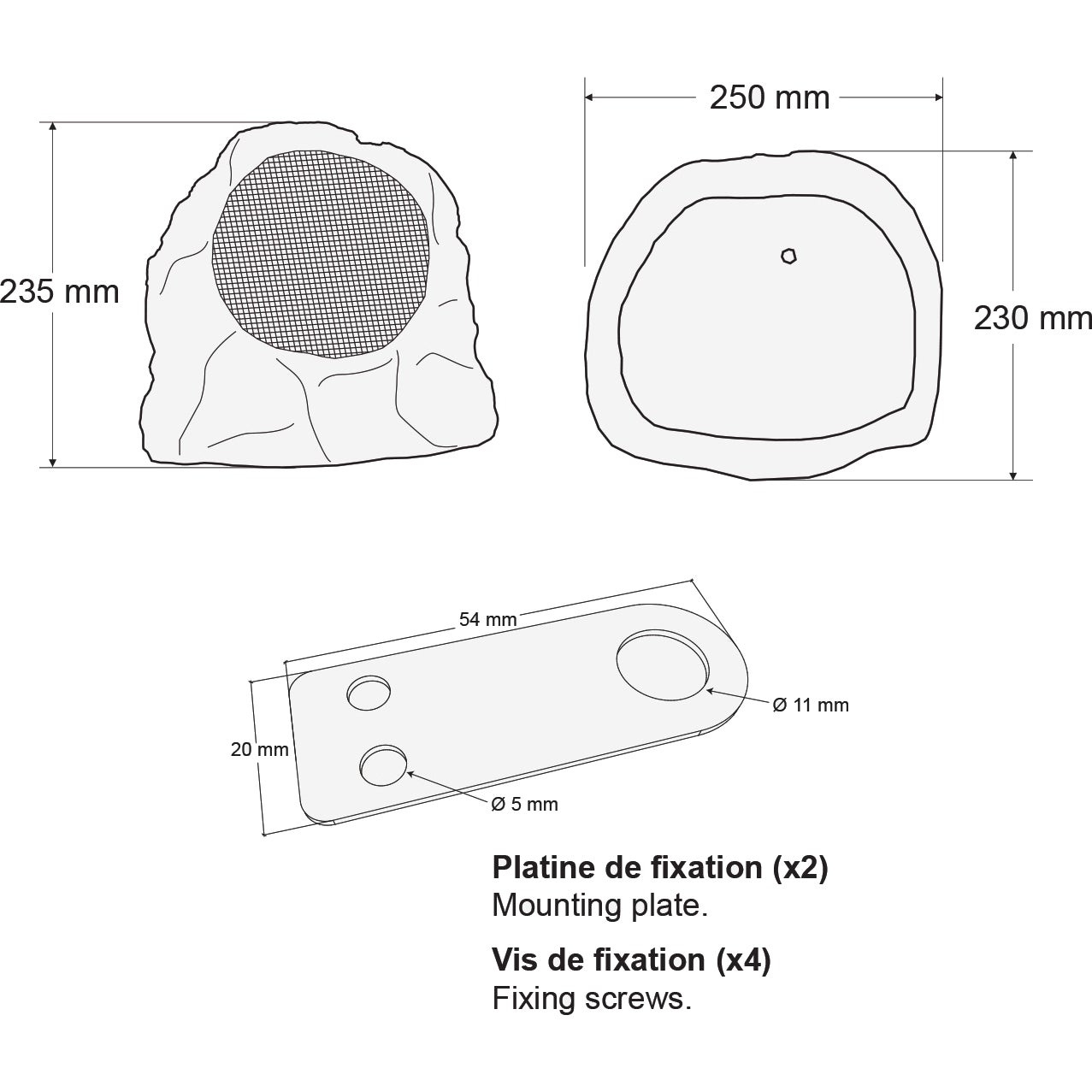 Audiophony STONE30 luidspreker imitatiesteen IP66 30 watt - 100V - zandkleur
