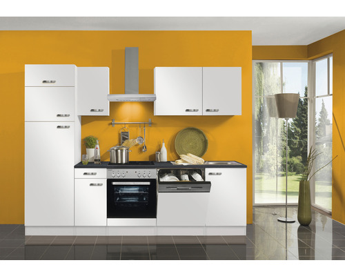 Optifit keukenblok met apparatuur Lagos286 270 cm wit glanzend gedemonteerde variant omkeerbaar KPLG 2722DE-9+
