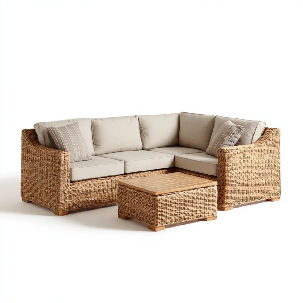 Garten-Sofa-Set Rattan 200x80x70 cm – Beige – Moderner Stil
