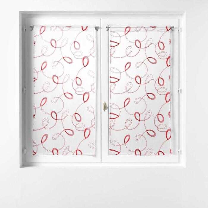 PAIRE DROITE PASSE TRINGLE 2X60X90CM BRODE HOOPS ROUGE