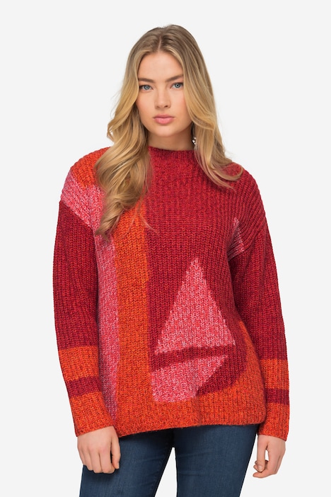 Jacquard Pullover, Langarm, Rundhals