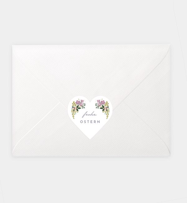 Siegelsticker Floral Egg, Herz-Siegelaufkleber (46 x 45mm)