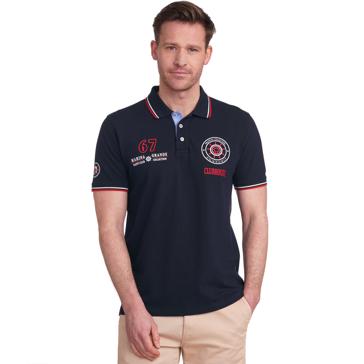 VanVaan Herren Poloshirt mit Print dunkelblau