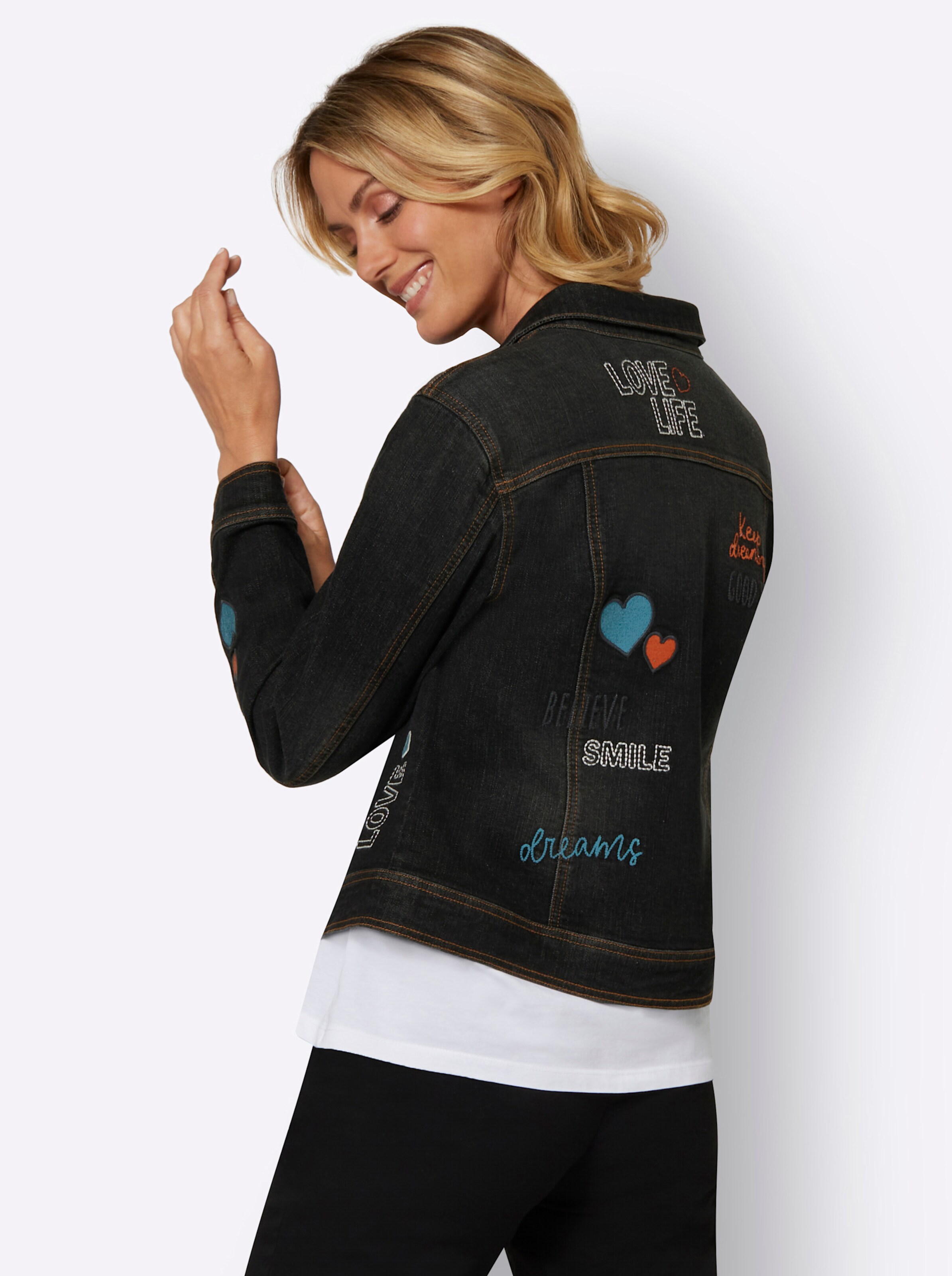 Jeans-Jacke in graphit denim