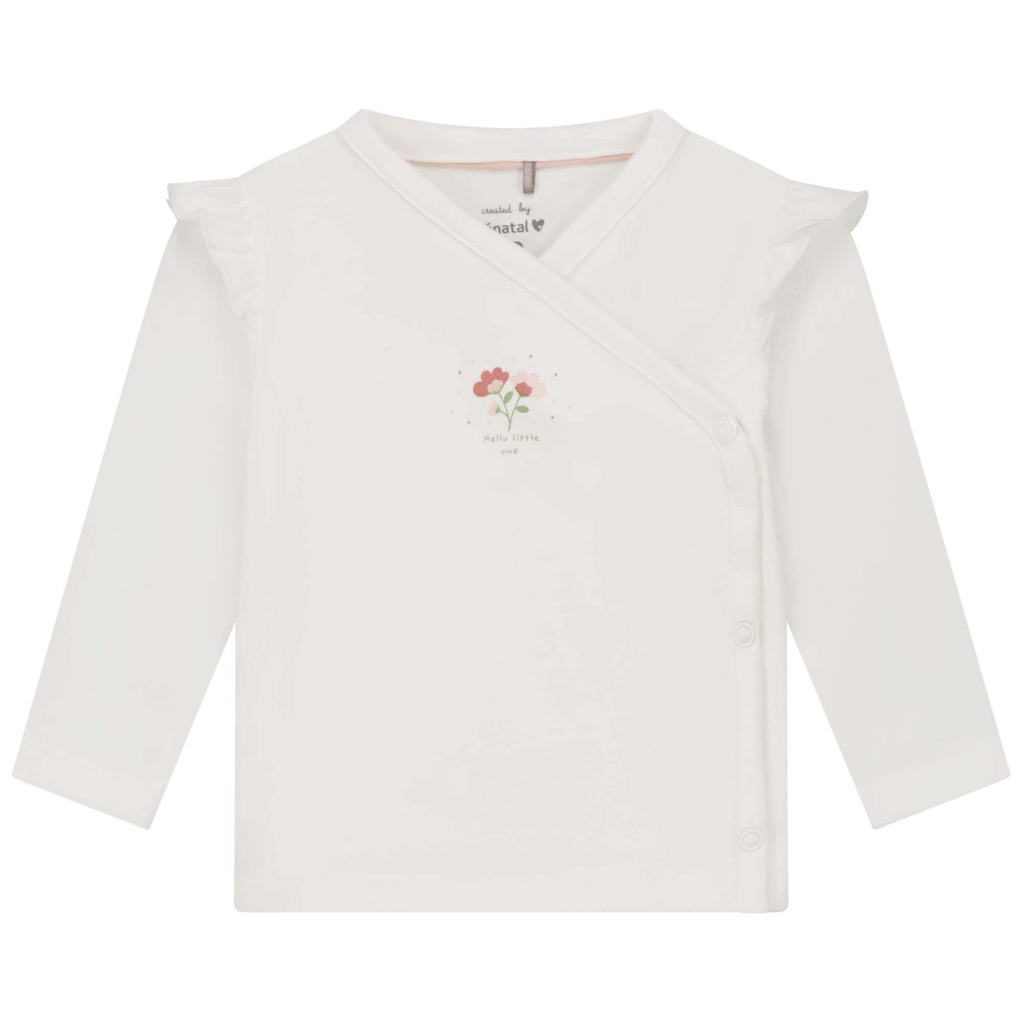 Prénatal newborn overslagshirt lange mouwen printopdruk wit