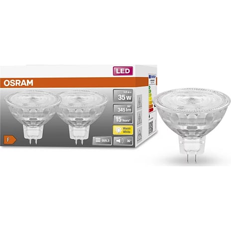 Osram 2 pak LED spotpære 3,8W - varmt hvidt lys