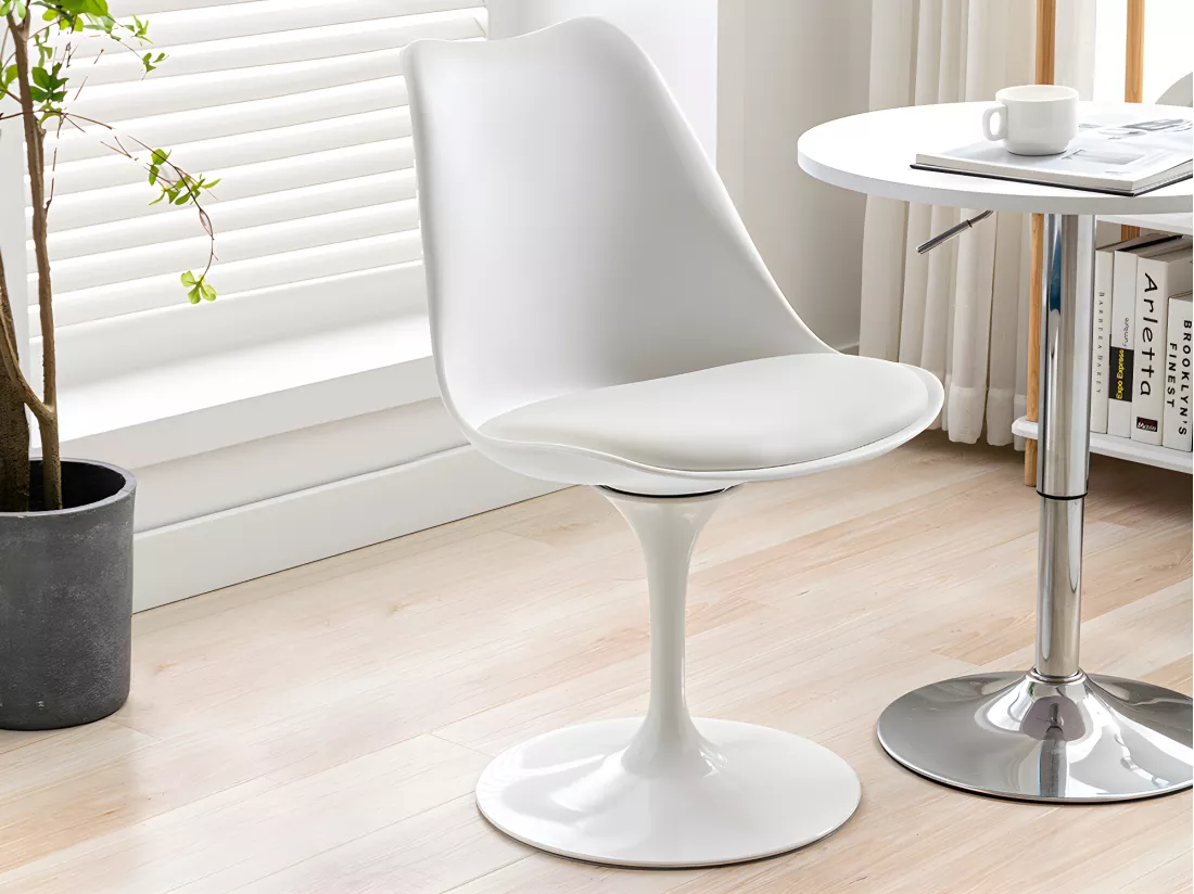 Lot de 6 chaises en polypropylène, tissu et métal - Blanc - XAFY