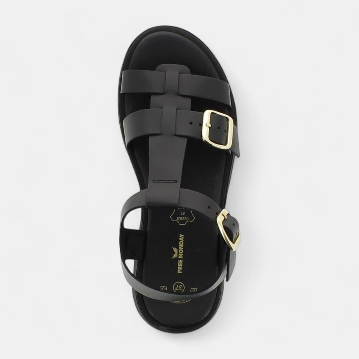 Sandales Femme en cuir noir