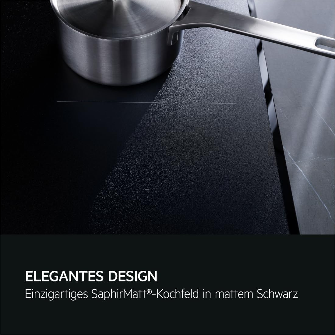 AEG Induktionskochfeld autark 80cm, Made in Germany, 5 Flex-Zonen mit Kratzresistenter SaphirMatt-Oberfläche, Powerfunktion, 2x Bridge-Kombination 2er Zonen, Slider, Hob²Hood, rahmenlos, TK85IM0FSZ