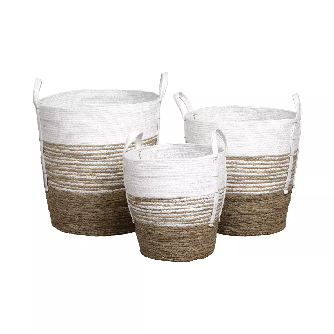 Lot de 3 paniers à linge (H47 cm) Seo Blanc