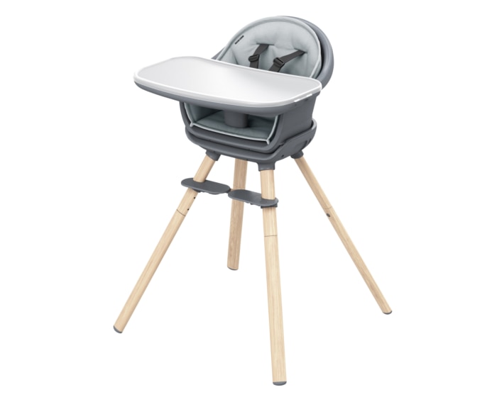 Moa 8-in-1 Hochstuhl 6 M - 5 Y   0 - 20 kg    8 verschiedene Möglichkeiten |    Stilvolles, langlebiges Design |    Leicht abzuwischen und zu reinigen |    Einfach zu installieren und anzupassen |
