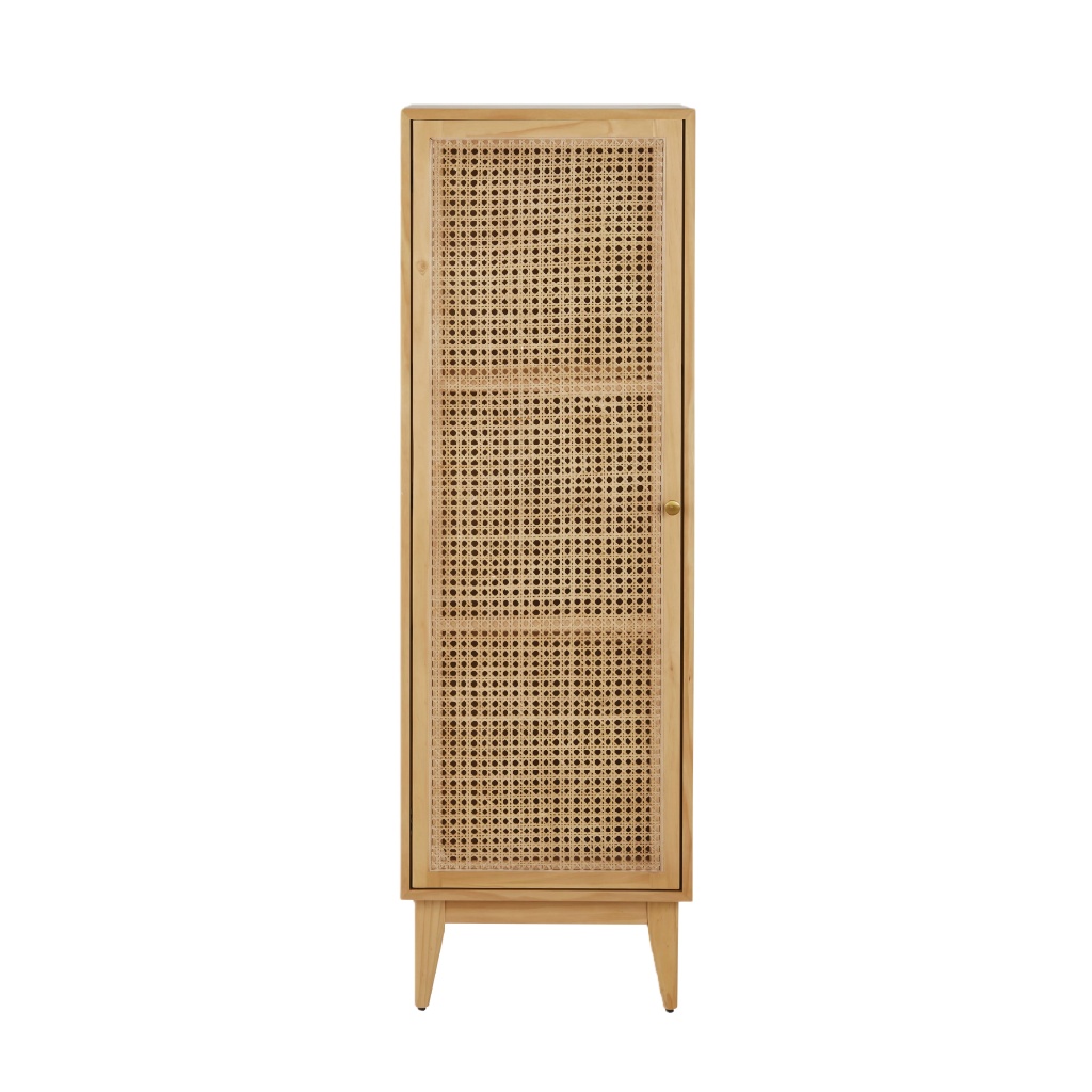 Armoire en bois et rotin 1 porte, naturel