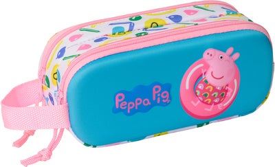 Peppa Gris 3D Dobbeltpennal, Blå/Rosa