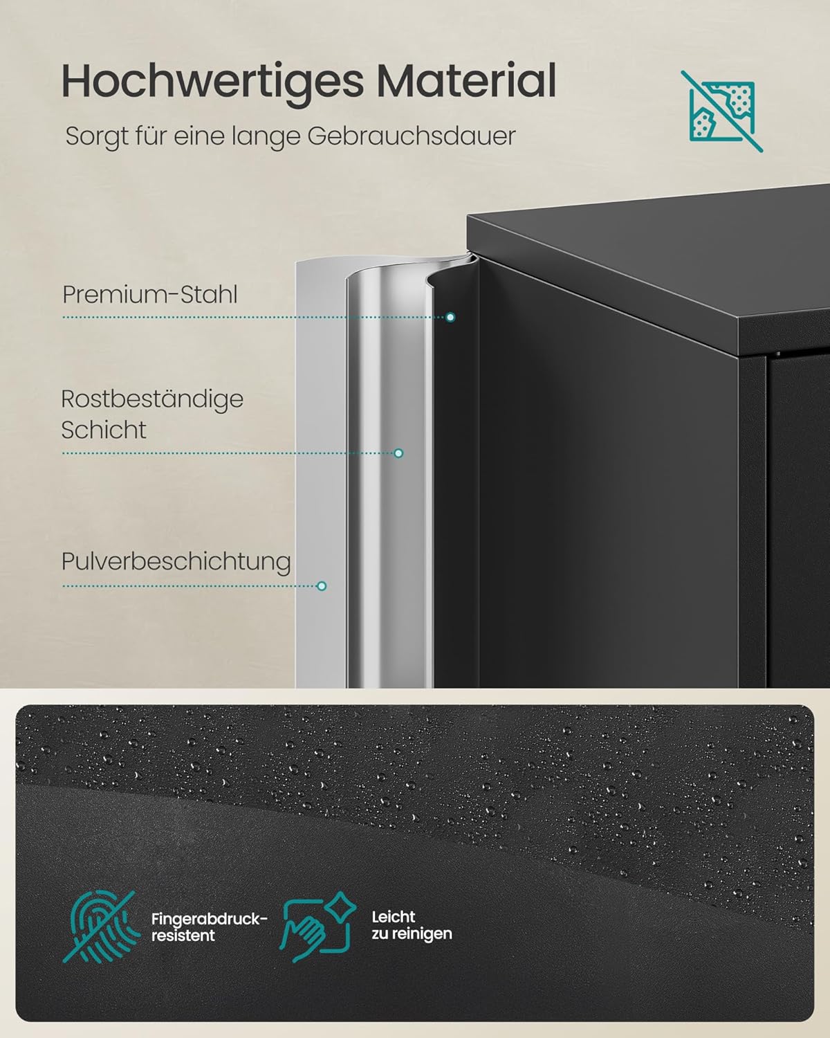 SONGMICS Aktenschrank, Mehrzweckschrank, Büroschrank, mit 4 Türen und 5 Ebenen, 40 x 60 x 180 cm, 2 Schlösser, verstellbare Ablagen, Aufbewahrungsschrank aus Stahl, Mattschwarz OMC017BD01