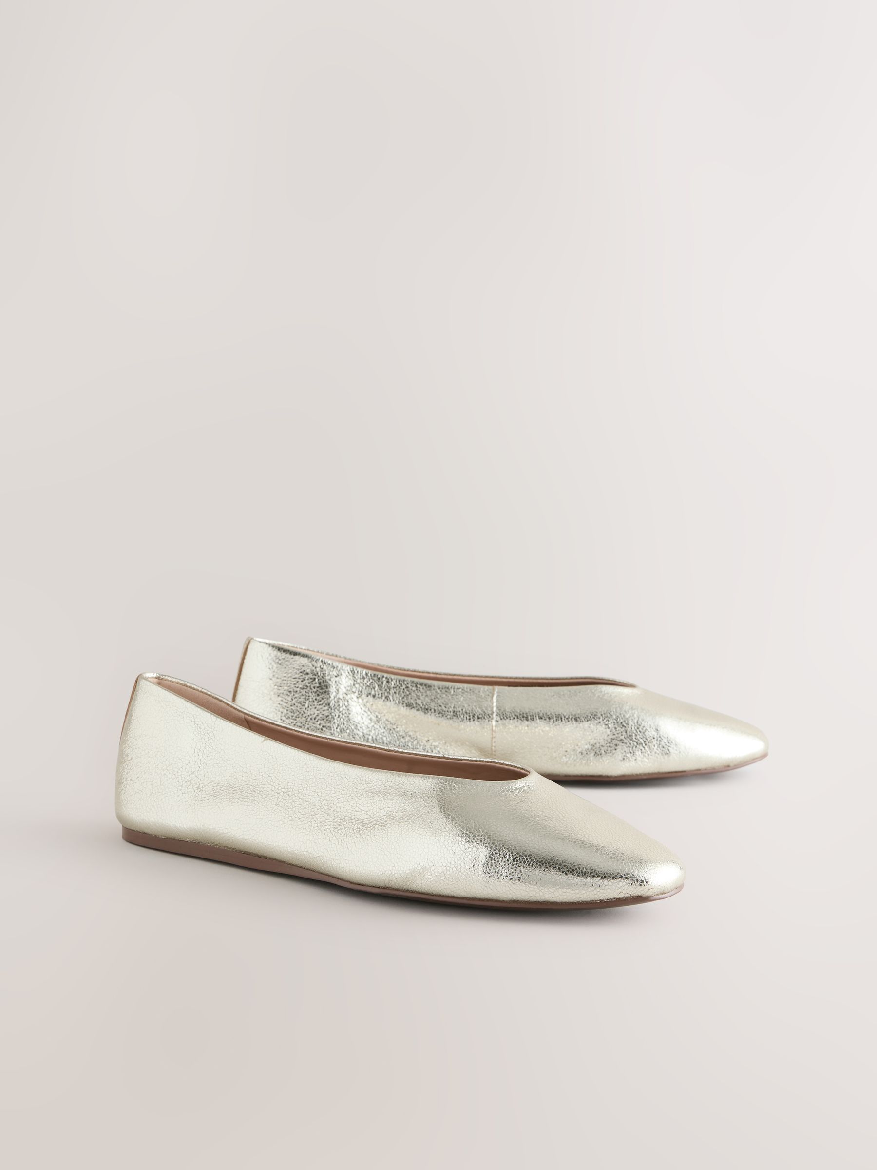 Goud - Leren ballerina met ronde neus