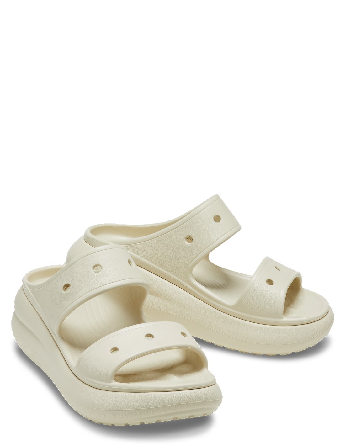 crocs sandales compensées femme classic crush sandal blanc cassé