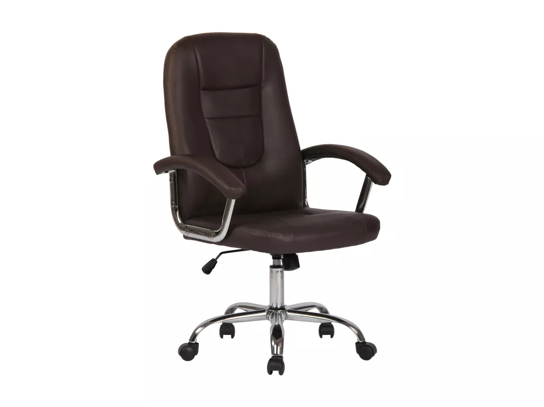 Chaise de bureau - Similicuir & Métal chromé - Marron - Reedville