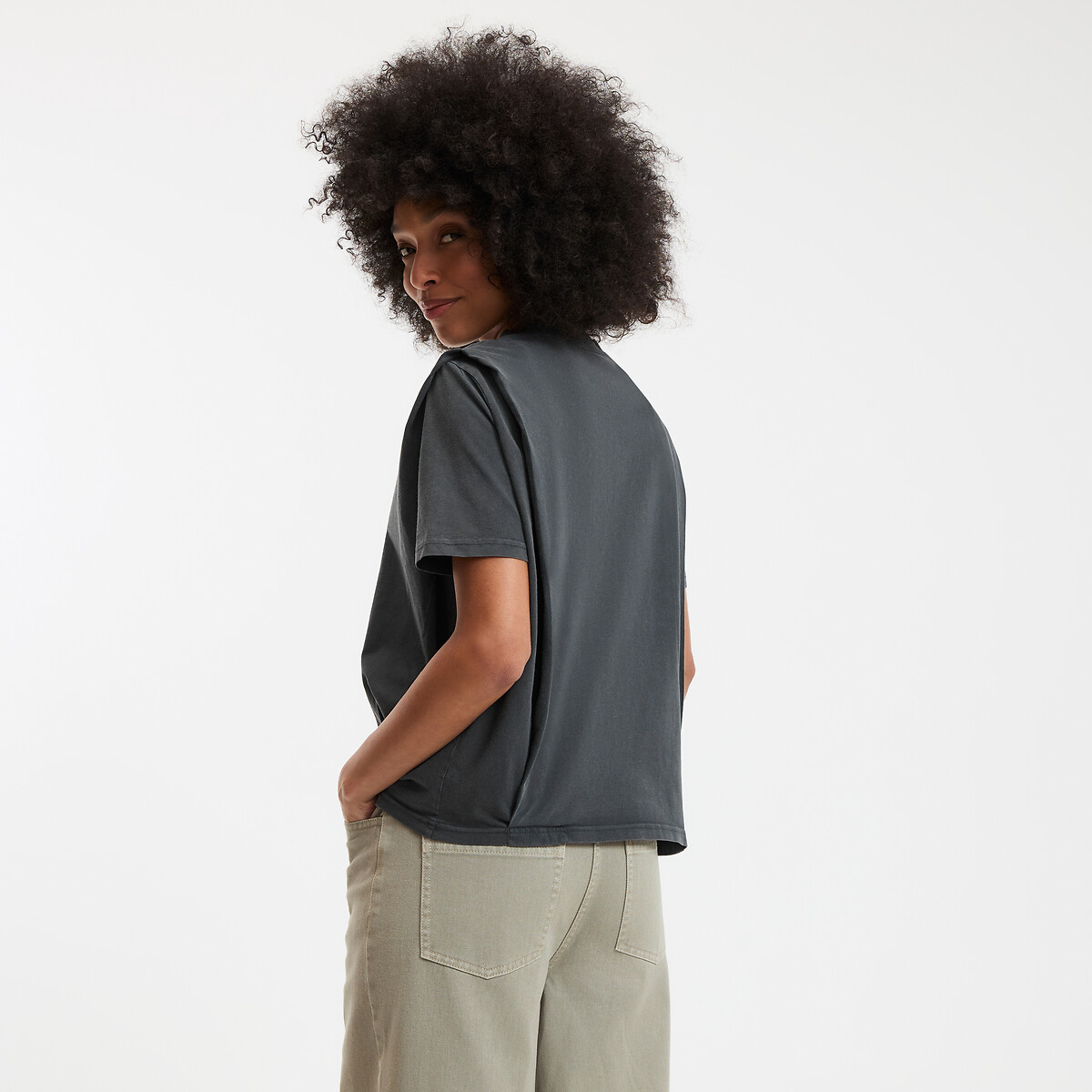 COLEÇÃO LA REDOUTE<br>Camiseta de algodão com gola redonda e mangas curtas