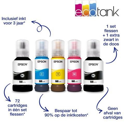 Epson - EcoTank ET-3850 - A4-Inkjetprinter - Wit - Met Navulbare Inkttanks