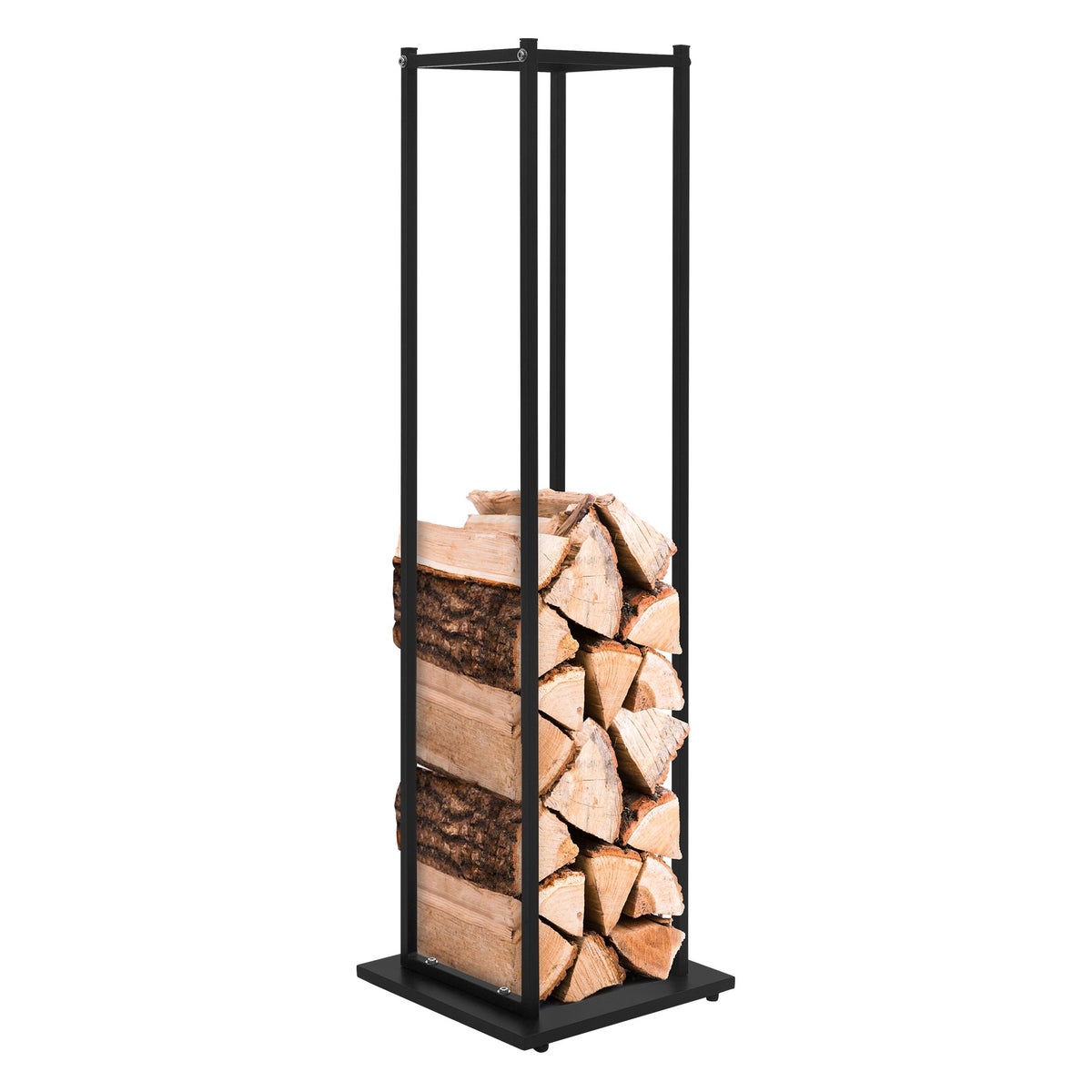 ML-Design Haardhoutrek 33x115x33 cm Rechthoekig, Zwart, Metaal, Binnen/Buiten, Gecoat Staal Haardhoutrek, Haardhoutstandaard, Haardhouthouder, Haardhoutplank voor Open Haard/Kachel