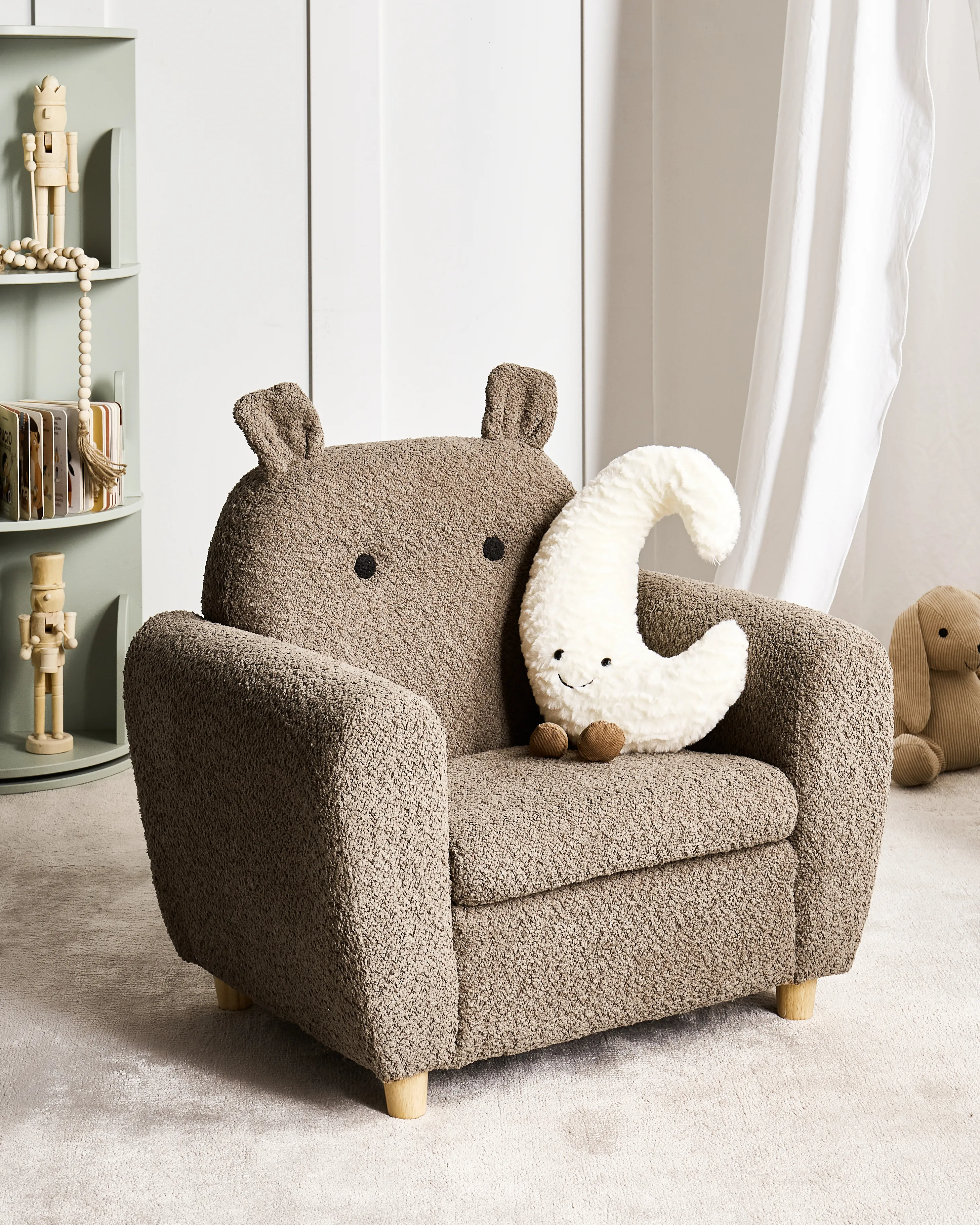 Kinderfauteuil Nijlpaard MARIBO Bouclé Bruin