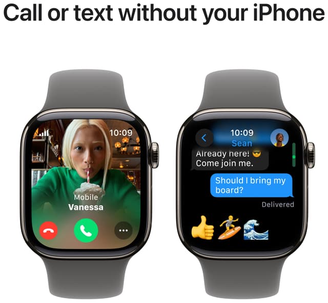 Apple Watch S10 46mm GPS+Cel (Natural Titanium/Stone Grey sportsrem) M/L