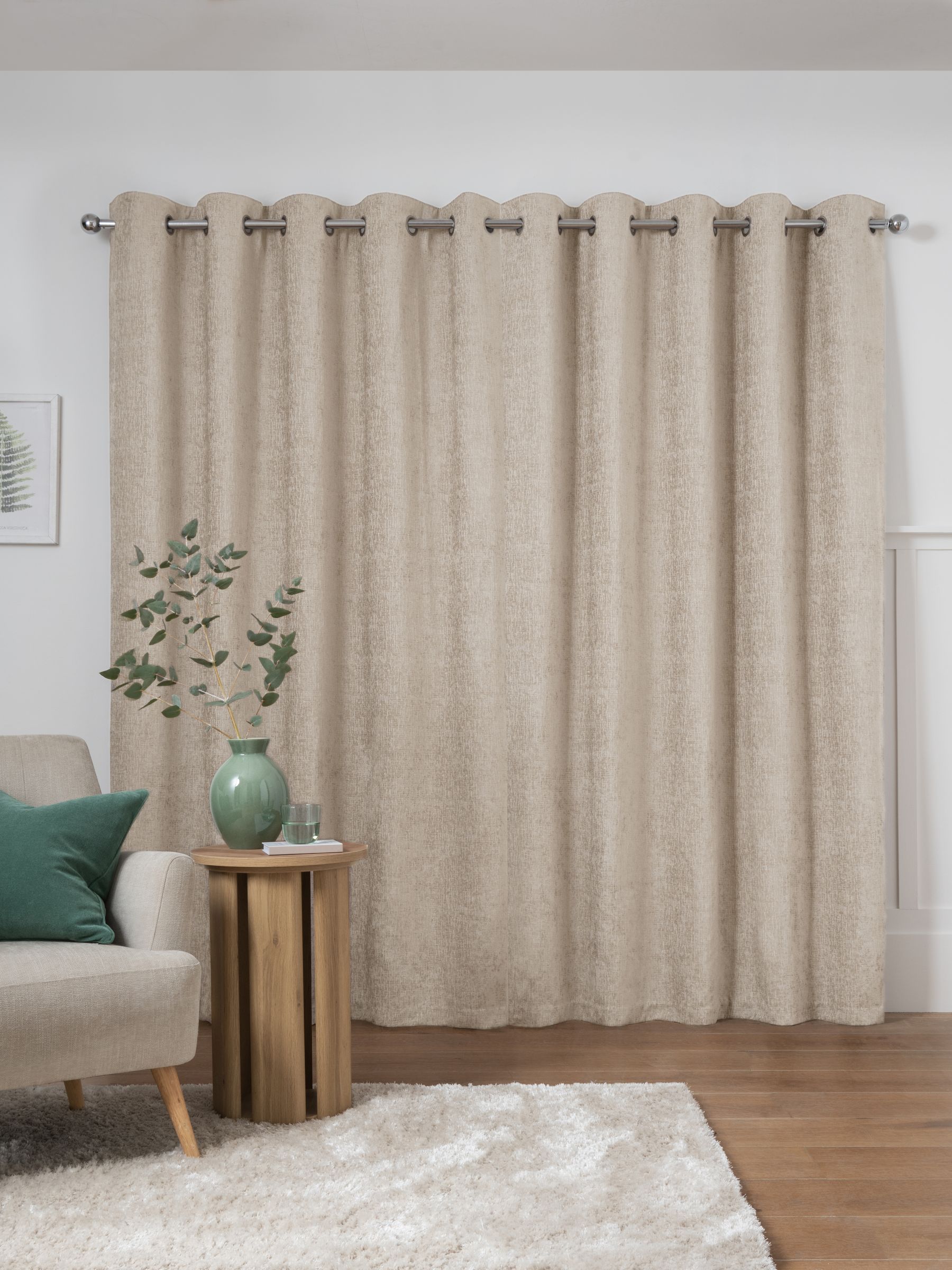 Zware chenille ringgordijnen