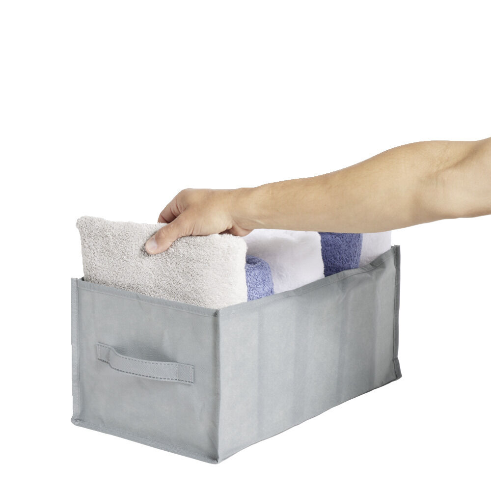 Panière de rangement dressing 5 compartiments gris 44x25xH20cm