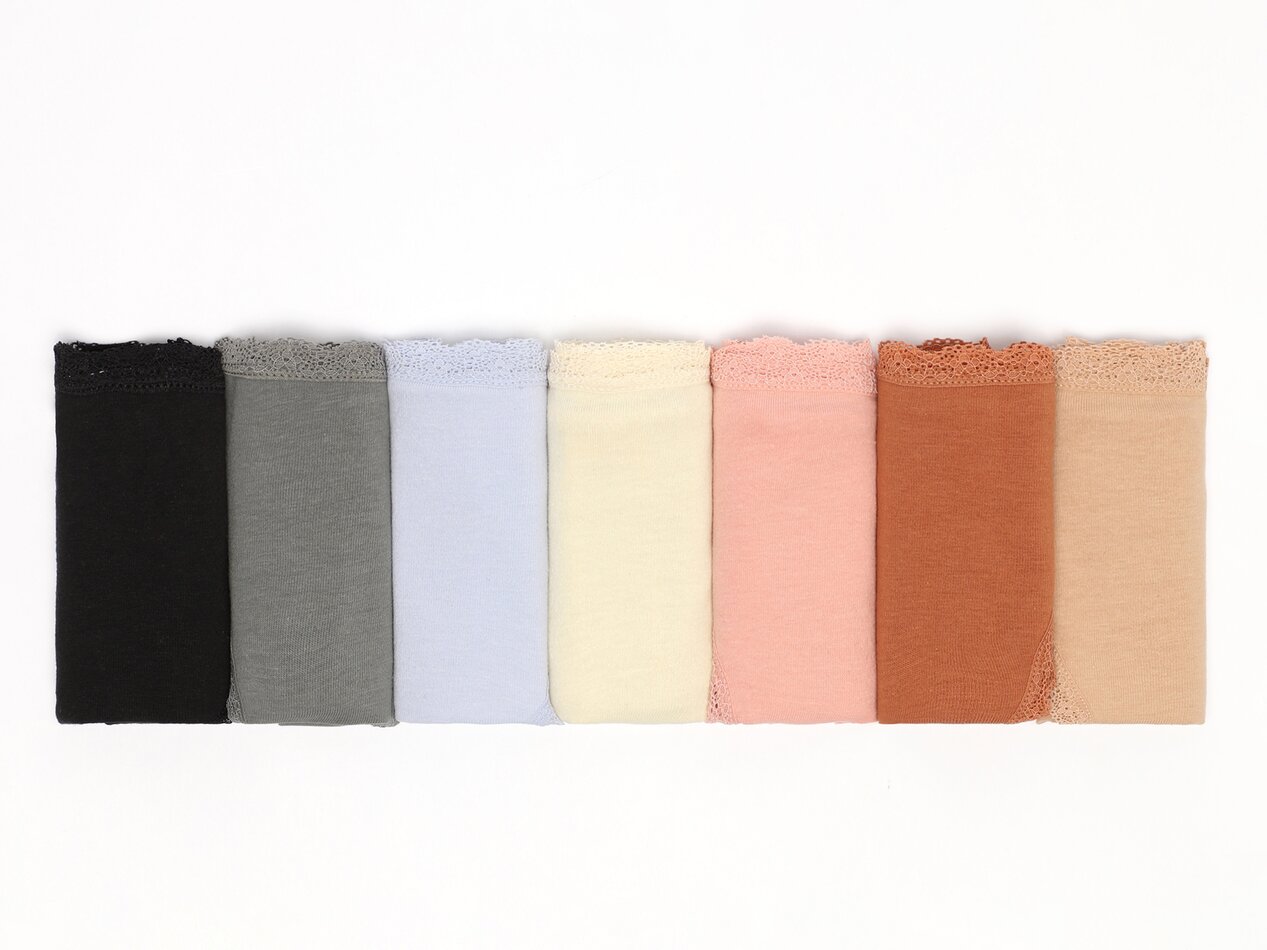 Pacote com 7 calcinhas clássicas de renda - Cores Variadas