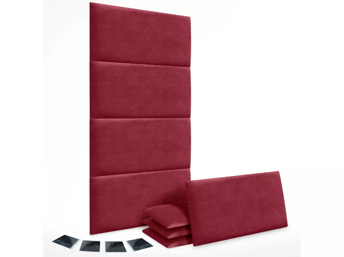 DHOME Lot de 8 Panneaux Rembourrés en Tissu Aqualine Autocollants pour Mur Acoustiques Absorbants Protection contre les Chocs (Rouge, 50x40cm, x8)