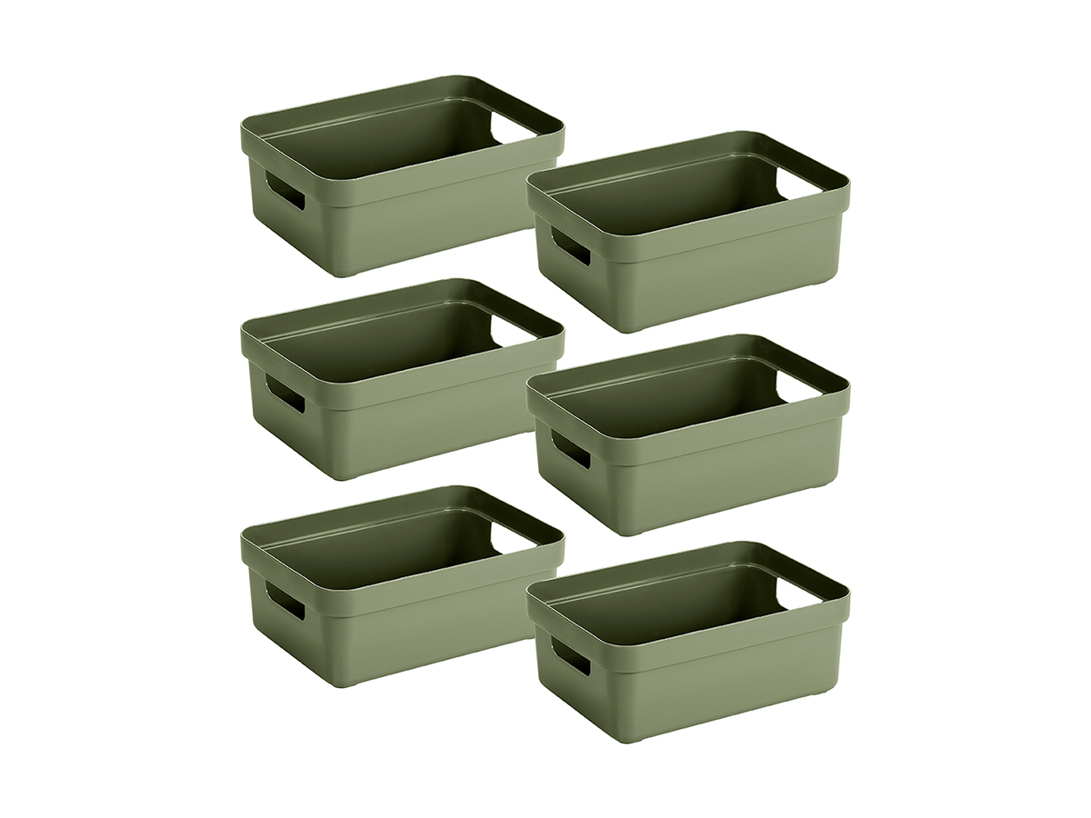 Sunware Sigma home 9 liter Green opbergbox - Set van 6