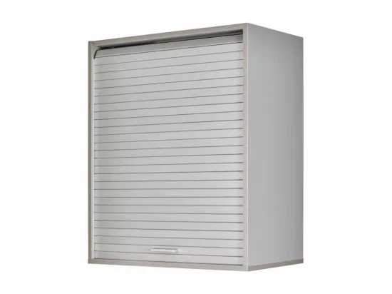 Meuble Haut de Cuisine Imitation Aluminium 2 Etagères L 60 H 72 P 35 cm