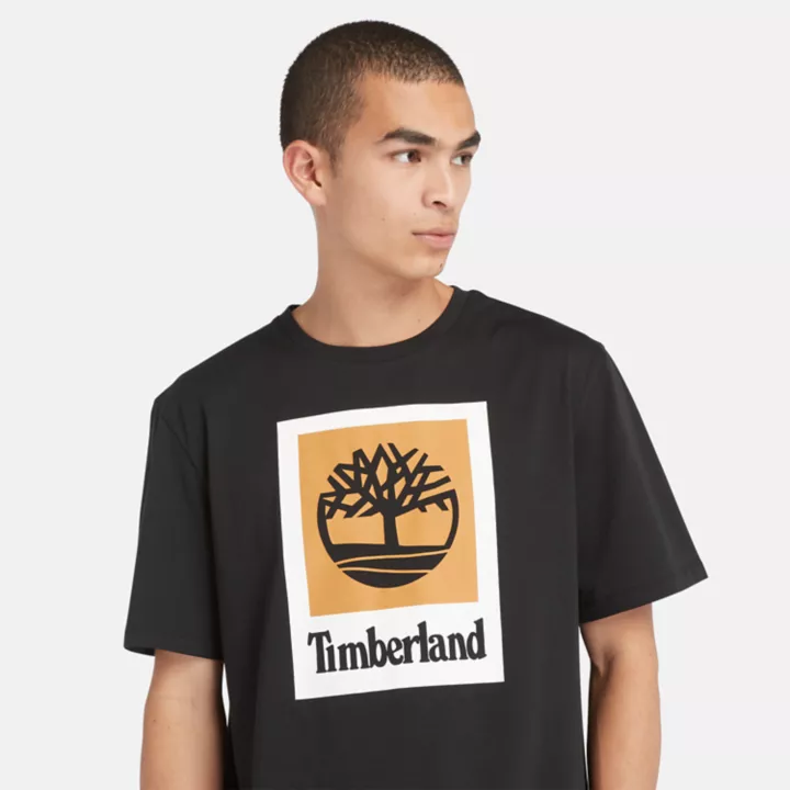 T-shirt à logo en relief unisexe en noir/blanc