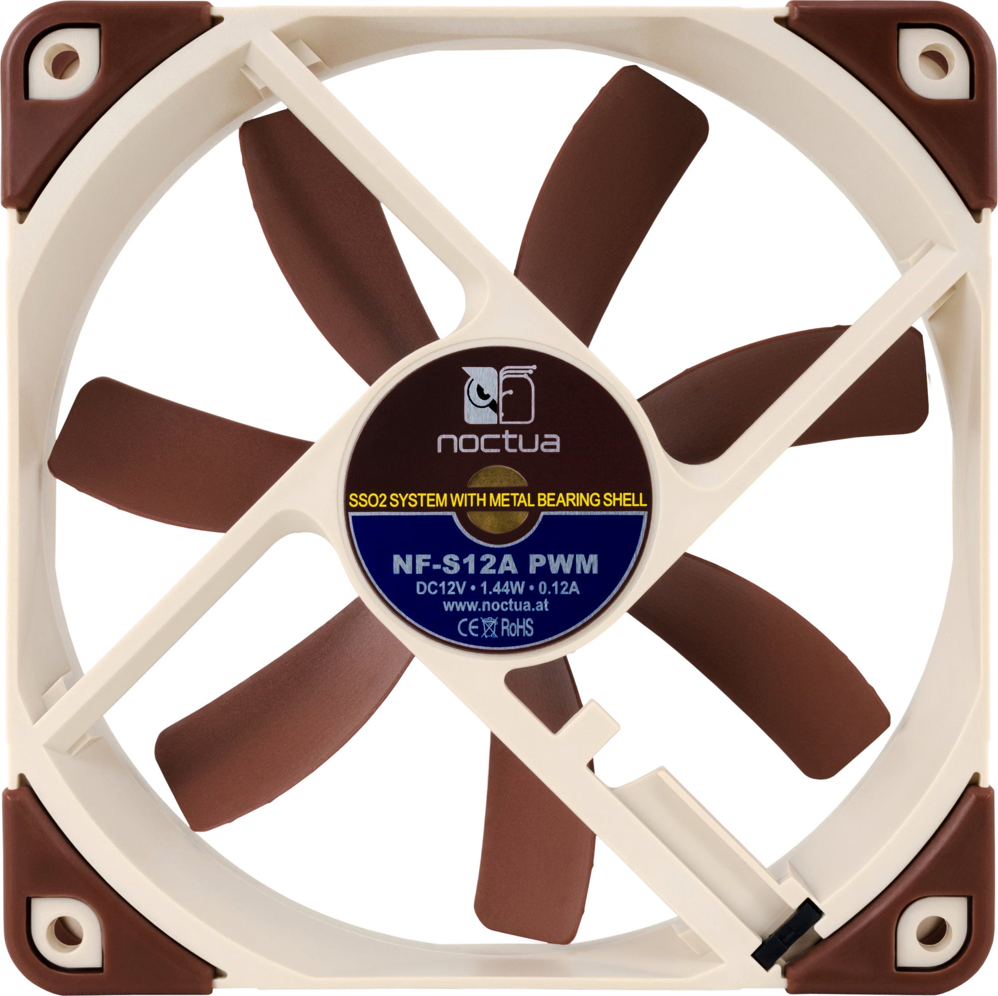 Noctua  Lüfter 12V NF-S12A, PWM    Leiser 120 x 25 mm Gehäuselüfter