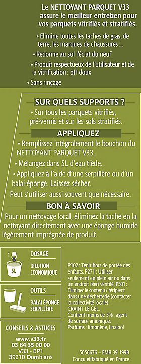 Nettoyant pour parquet incolore à V33 1L