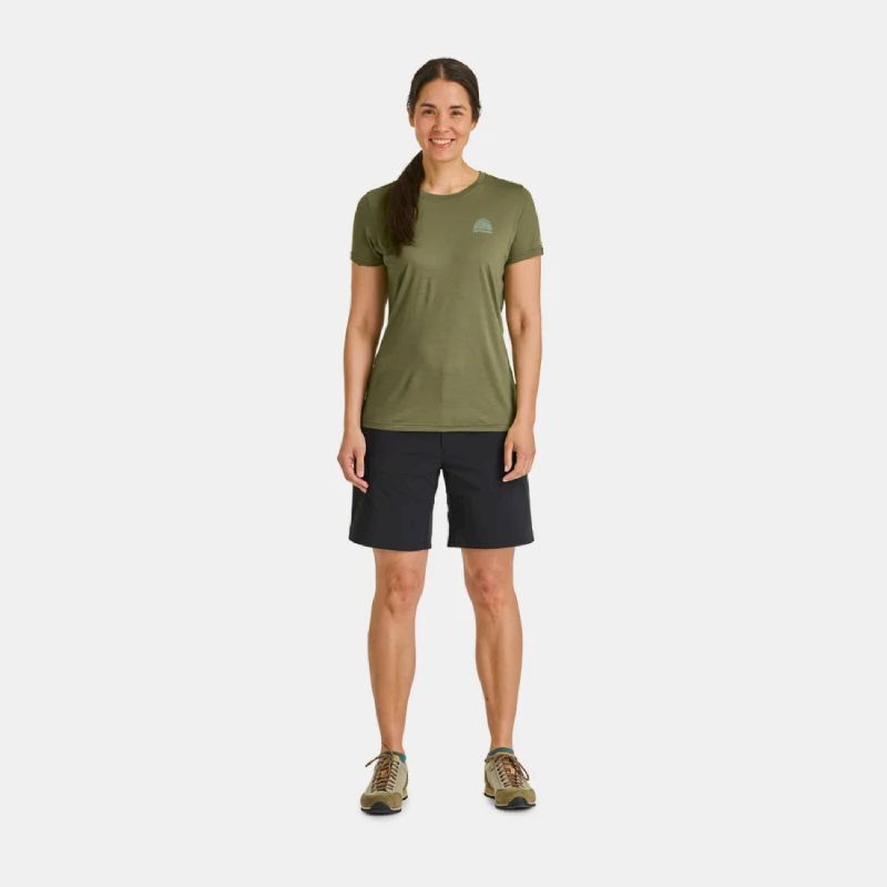 120 Cool Tec Mountain Stripe TS - T-shirt en laine mérinos femme
