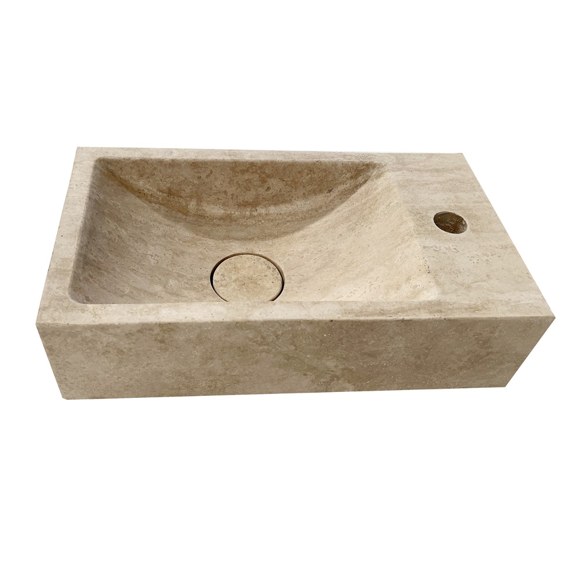 Saniclear White Travertin fontein met kraangat rechts 39x22x10cm