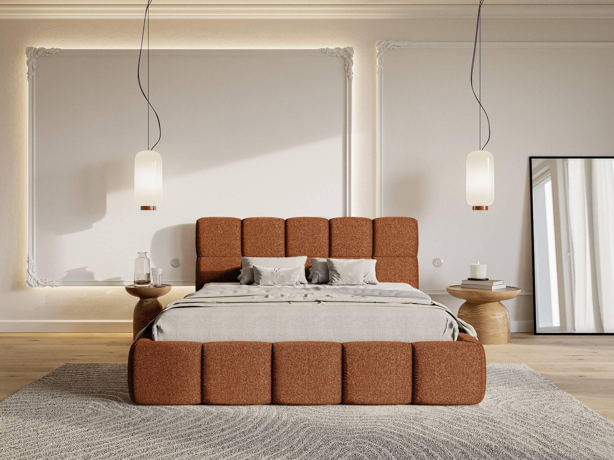 NADUVI Collection Chloe Bedframe 160 x 200 cm - Chenille - Koper