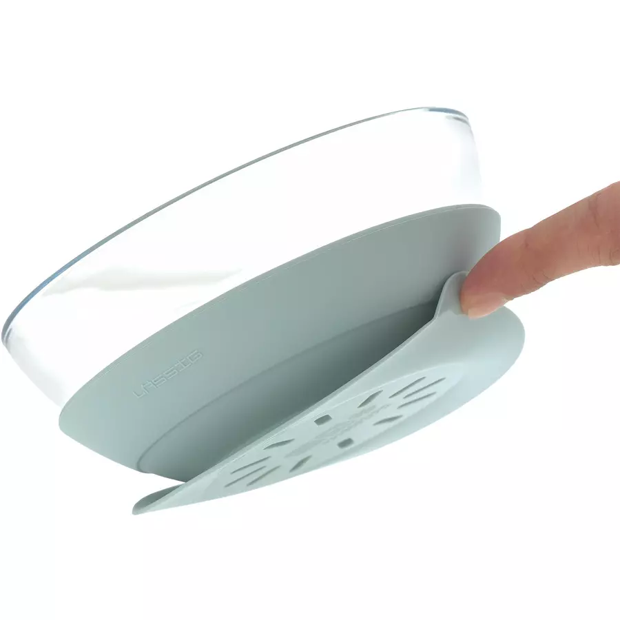 LÄSSIG Esslernset aus Glas und Silikon blue