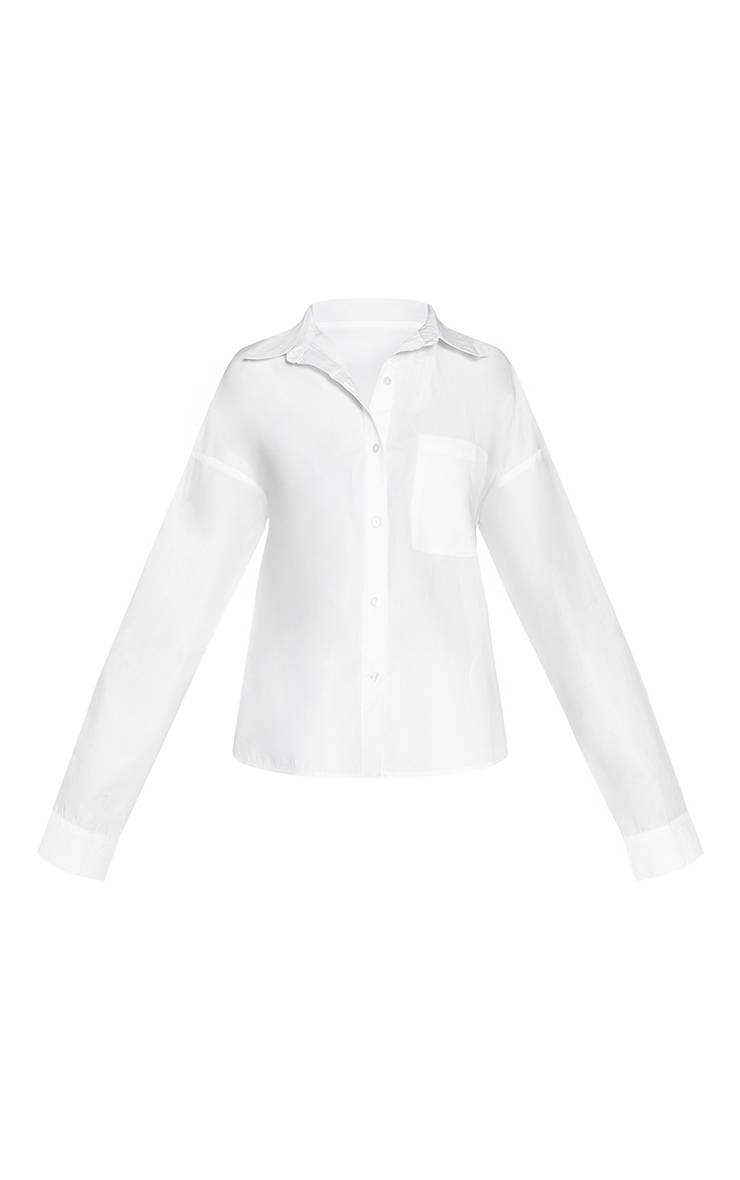 Blanc Chemise Oversize Boutonnée Effet Lin Petite Taille Coordonné