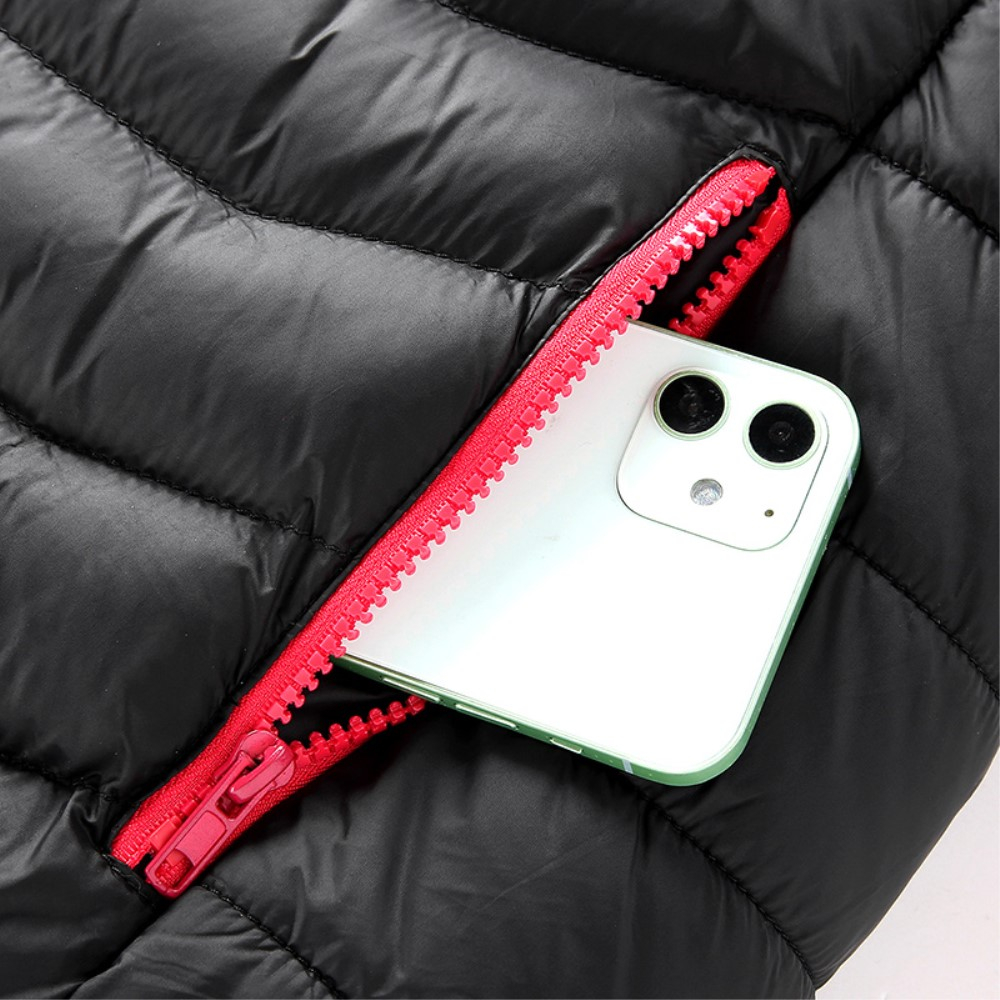 (Gr. M) Beheizbare Winter Jacke Elektrische USB Wärmejacke - Schwarz / Rot