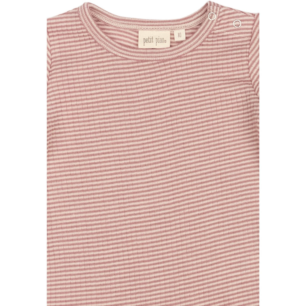 Køb Petit Piao Nostalgic Rose/Dark Off White PPDante T-Shirt L/S Meriono Uld Striped