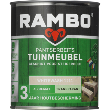 Rambo pantserbeits tuinmeubel transparant whitewash zijdemat 750 ml