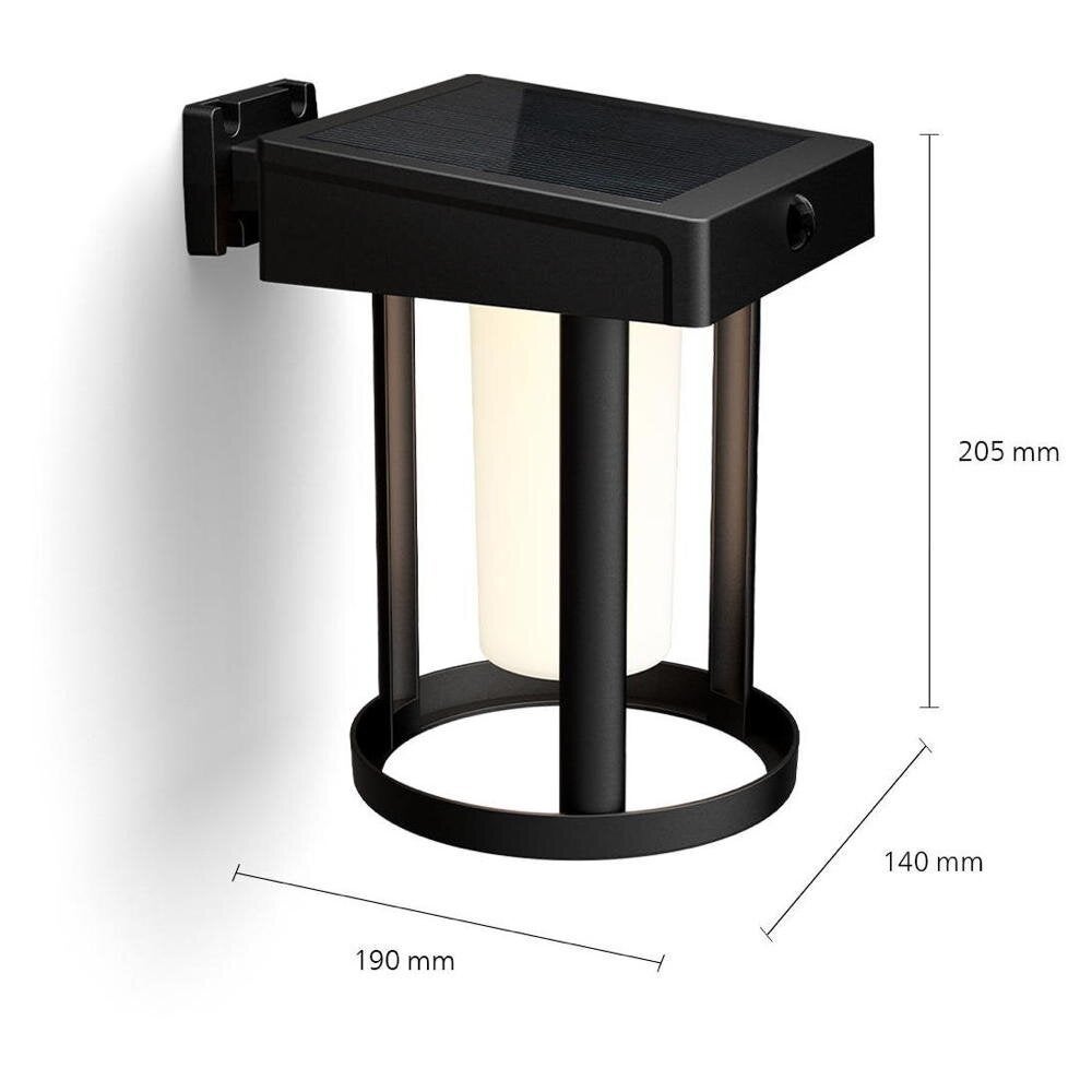 Camill LED-wandlamp op zonne-energie in zwart-wit, 1,4 W, 250 lm, IP44, met bewegingsmelder en schemersensor, rond