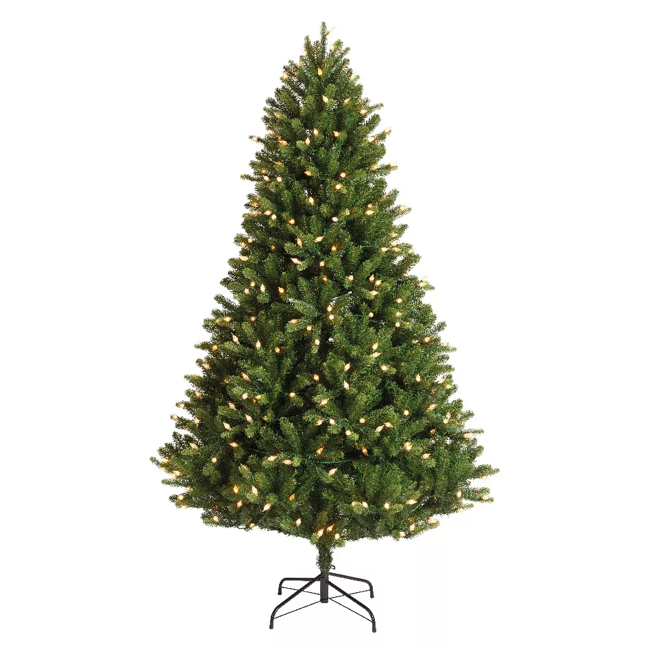 Sapin de Noël artificiel lumineux 400 LED H210 cm Barrow Vert sapin