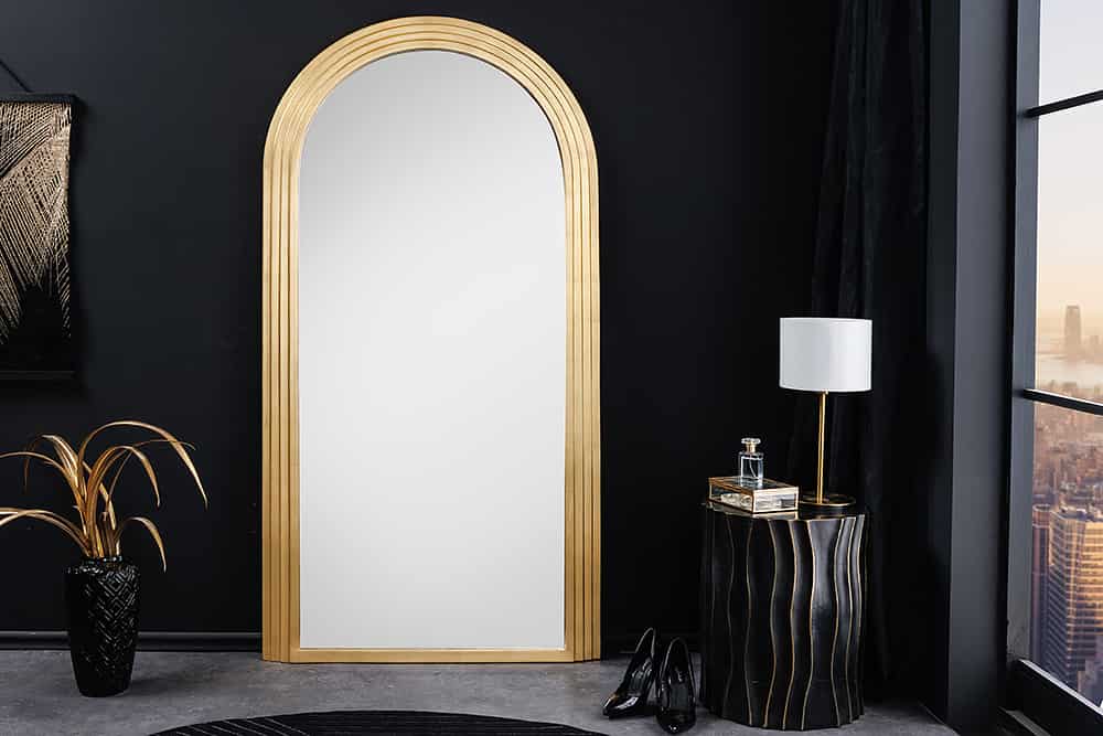 Edler Wandspiegel ART DECO 160cm gold Rundbogen Spiegel