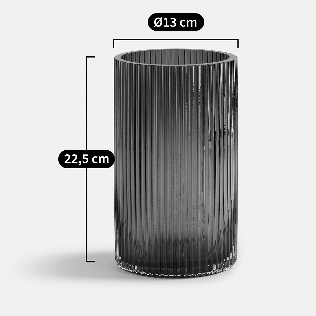 LA REDOUTE INTERIEURS<br>Vaso em vidro canelado, 22,5 cm de altura, Marevia