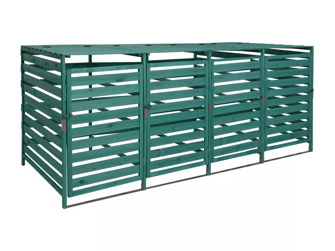 Cache-poubelle MCW-H62 pour 4/8 poubelles, vert foncé